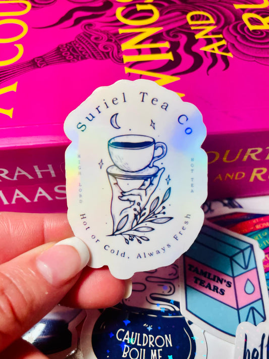 Pegatina de lectura de Suriel Tea Co